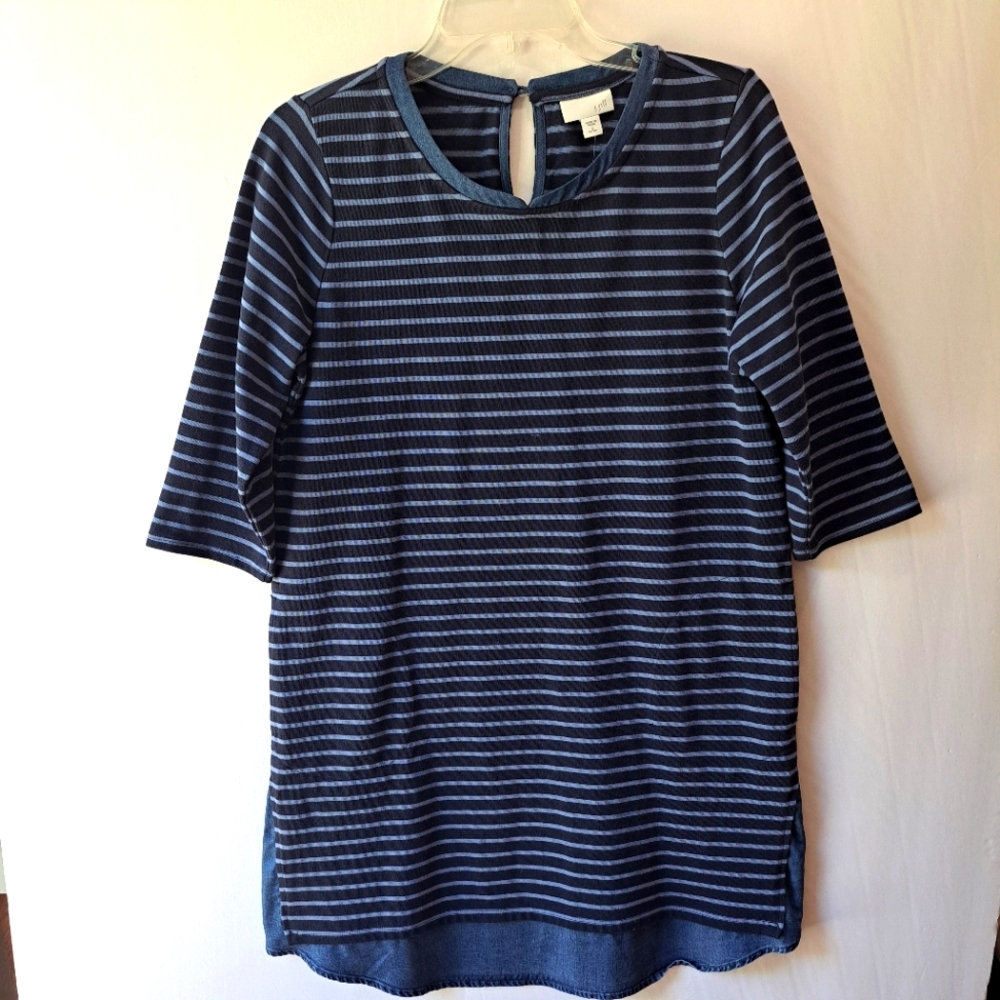 J.Jill Striped Navy Blue Women's Dress NWT